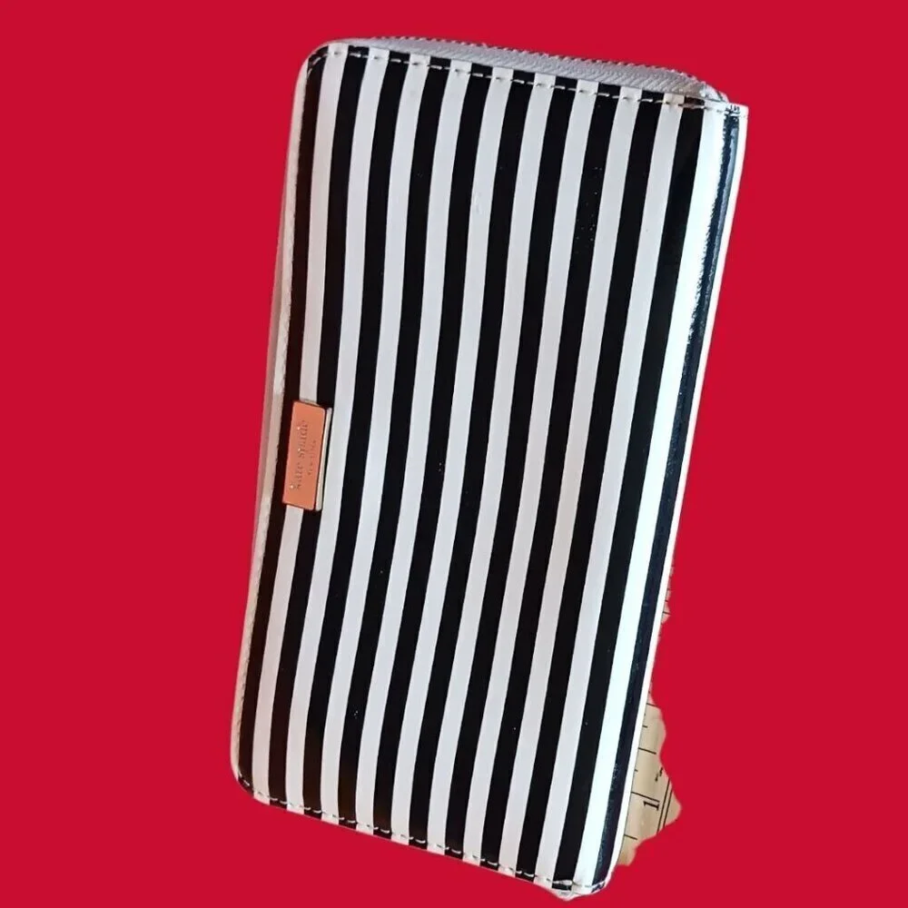 Kate Spade New York Black & White Striped  Wallet With Multiple Card Slots